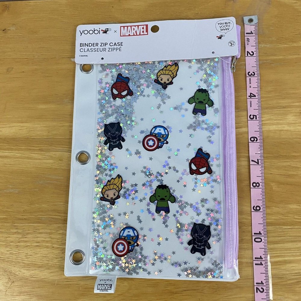Single Purple Zipper Binder Pencil Case Kawaii Avengers - Yoobi™ (E) Marvel